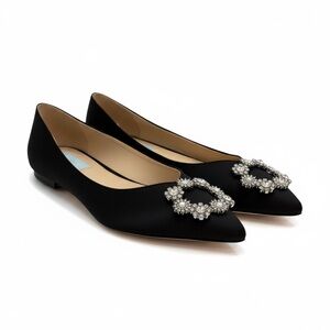 Betsey Johnson Black Flats with Crystal Accents size 7.5
